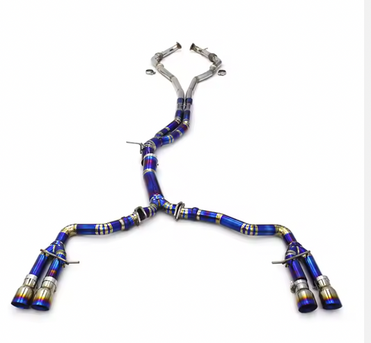 Titanium Exhaust System For Audi S4/S5 B9 3.0T 2019-2023 Catback Straight Pipes Burnt Blue Tips