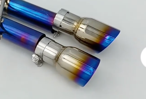 Titanium Exhaust System For Audi S4/S5 B9 3.0T 2019-2023 Catback Straight Pipes Burnt Blue Tips