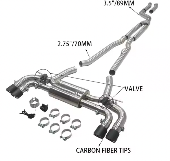 Valvetronic Exhaust Muffler for BMW 540i B58 Catback Exhaust  With Remote Control